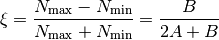 \xi = \frac{N_\text{max} - N_\text{min}}
{N_\text{max} + N_\text{min}} = \frac{B}{2A + B}